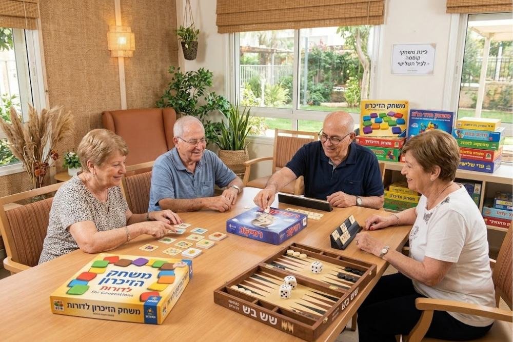 שני גברים ושתי נשים משחקים משחקי קופסא